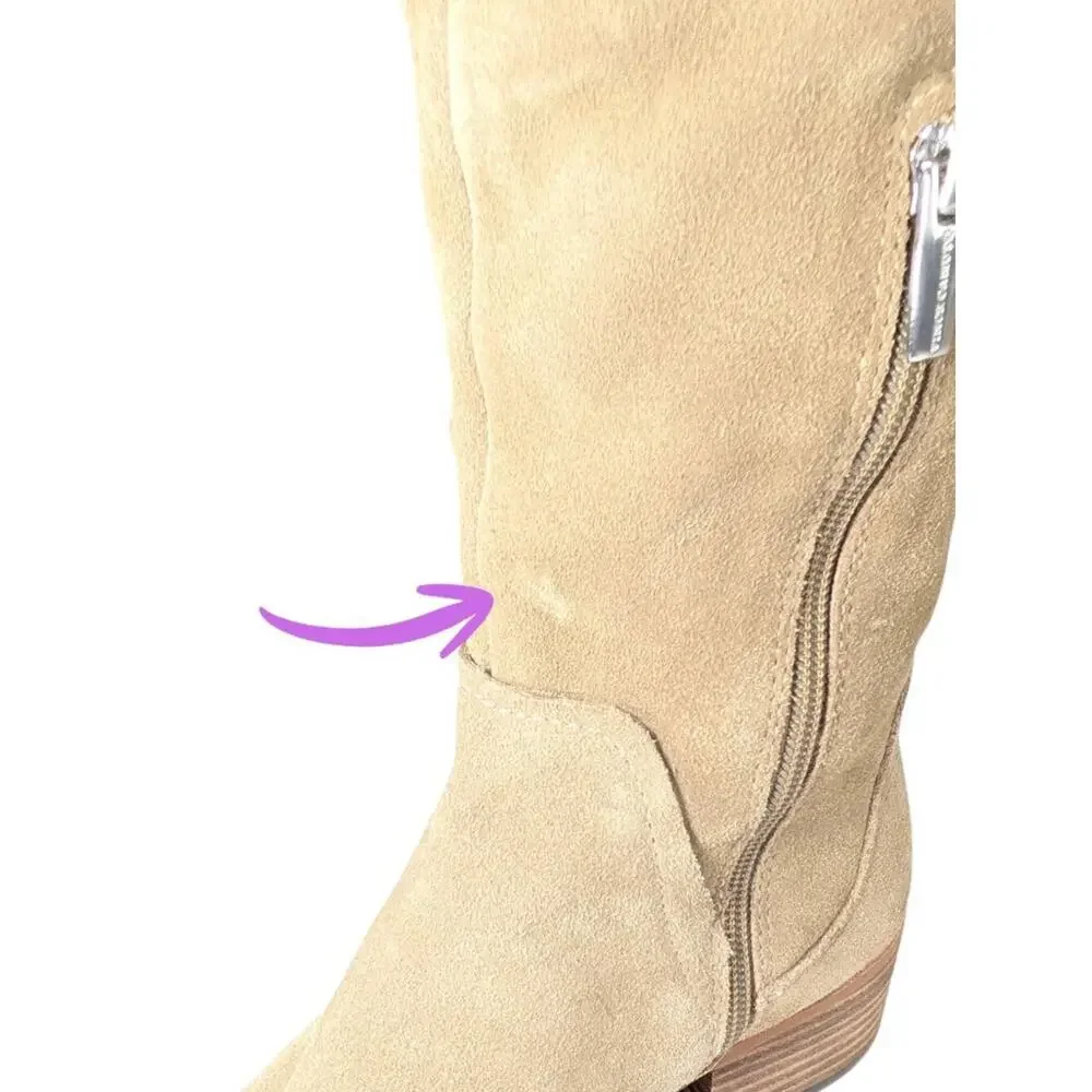 Vince Camuto 6 Beige Over The Knee Kochelda Block Heel Suede Boots
